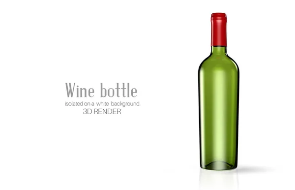 Bottle Wine Made Green Glass White Background Alcohol Close Soft — Stock Photo, Image