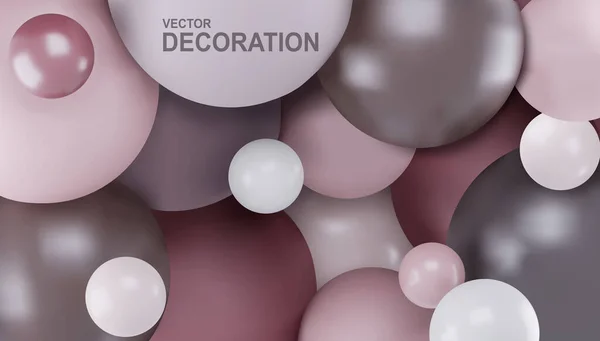 Fond Abstrait Vectoriel Avec Sphères Les Boules Sont Couleur Pastel — Image vectorielle