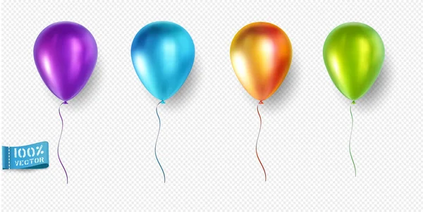 Conjunto Globos Vectoriales Realistas Aislados Sobre Fondo Claro Púrpura Azul — Archivo Imágenes Vectoriales