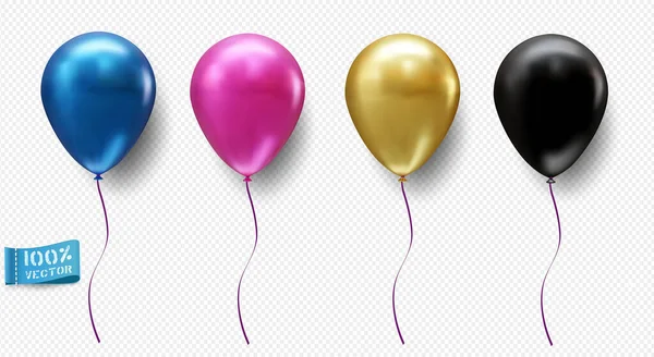 Conjunto Globos Vectoriales Realistas Aislados Sobre Fondo Claro Azul Rosa — Archivo Imágenes Vectoriales