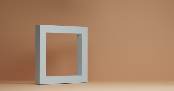 3D-Szene. Volumetrische Rahmen fallen auf den Tisch, Kugeln und ein Rechteck in Pastellfarben — Stockvideo