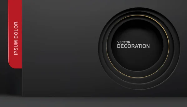 Vector Abstracte Luxe Zwarte Achtergrond Met Gouden Rode Accenten Kader — Stockvector