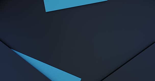 Capas de papel negro en movimiento e inserto de papel azul. Representación 3D. Vídeo 4k. Plantilla gráfica para presentación empresarial — Vídeos de Stock