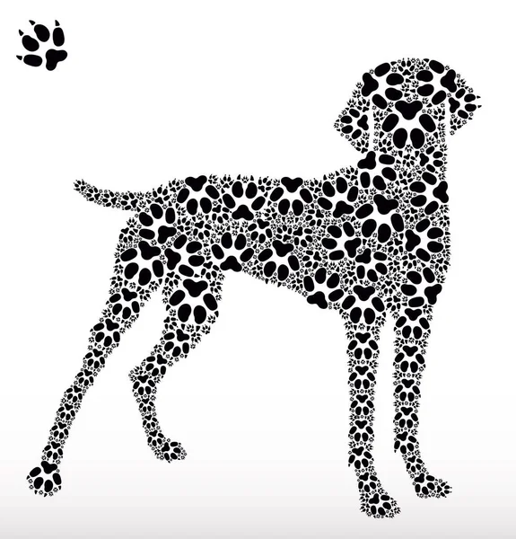 Silhuett Hund Gjord Med Hundspår — Stock vektor