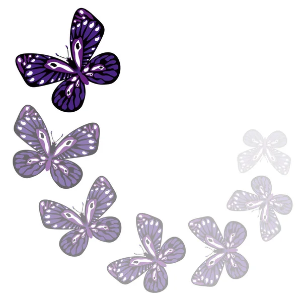 Set Blue Butterflies White Background — Stock Vector