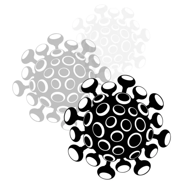 Molécula Abstracta Del Coronavirus Blanco Negro — Vector de stock