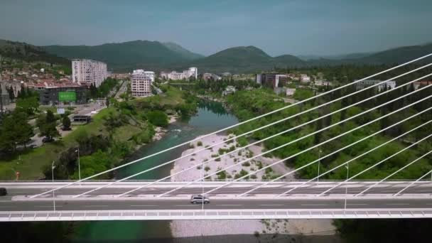 Millennium Automobile Bridge Rio Moraca Podgorica Montenegro — Vídeo de Stock