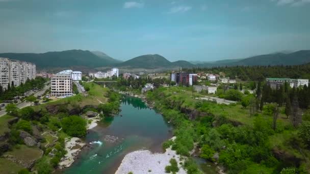 Podgorica Daki Moraca Nehri Başkentin Panoraması Karadağ — Stok video