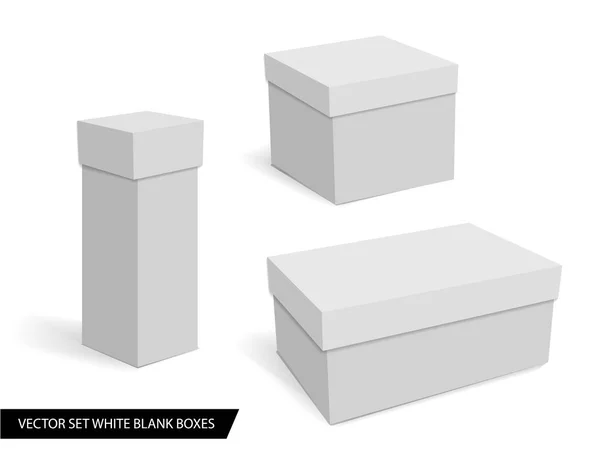 Collection de diverses boîtes blanches vides — Image vectorielle
