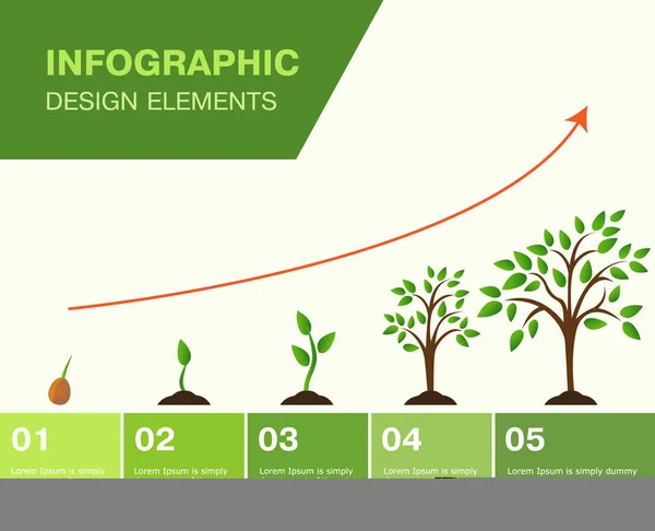 Infografik att plantera träd. Fröna gro i marken. — Stock vektor