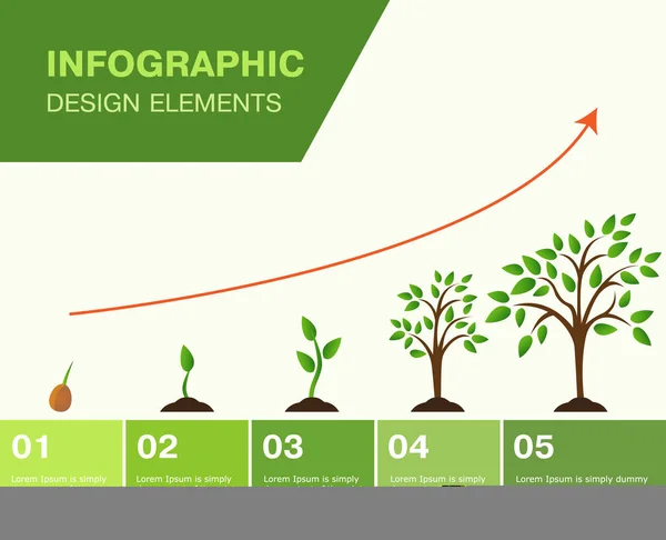 Infographic ağaç dikim. Tohumlar filiz toprak. 