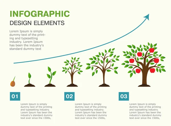 Infographic ağaç dikim. Tohumlar filiz toprak. — Stok Vektör