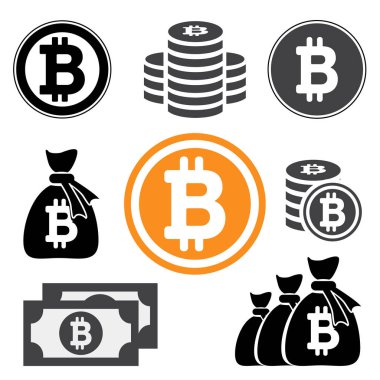 Toplama simgesi Internet para Bitcoin işareti. Oin, yığın ba