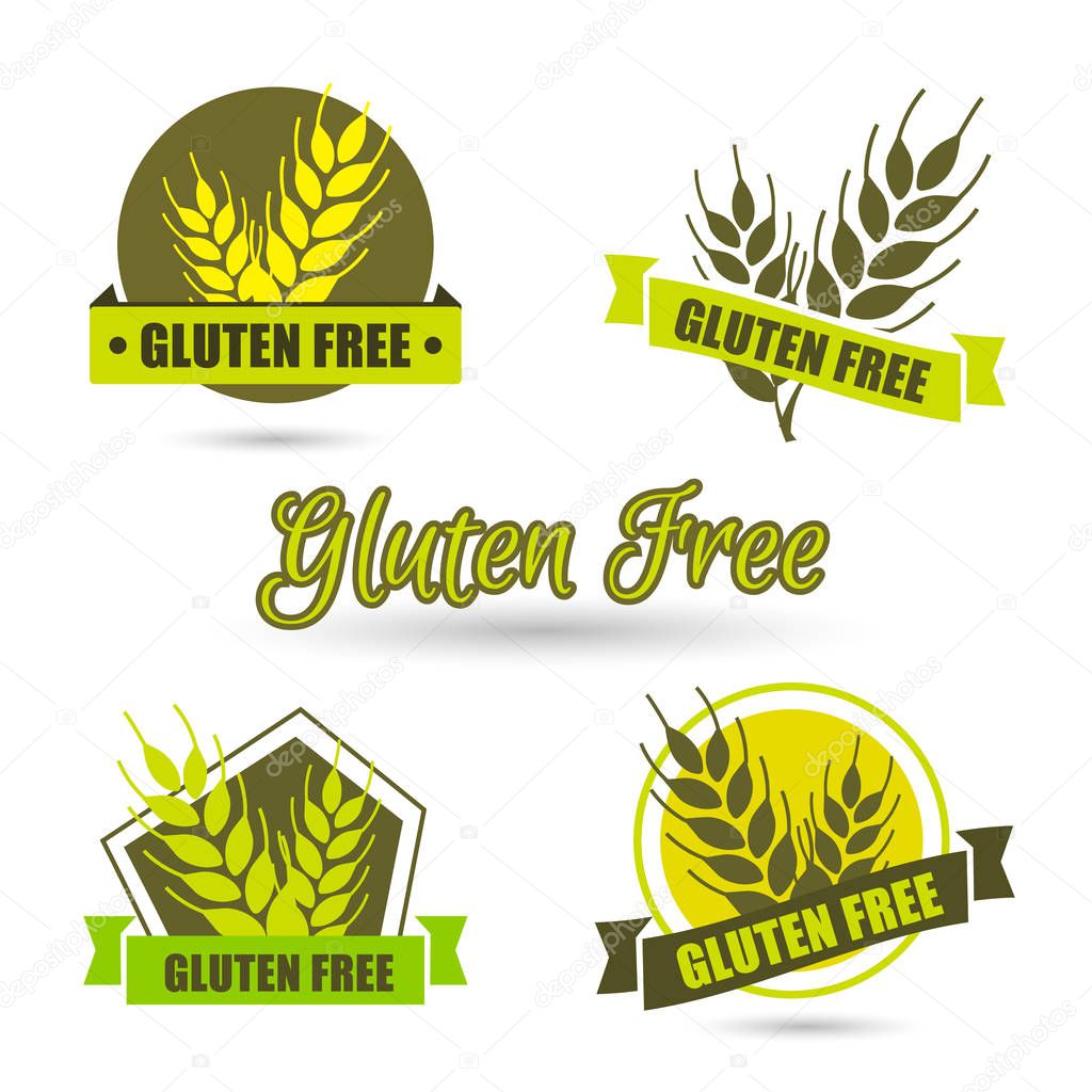 Gluten free label vector. Intolerance circle badge isolated on w