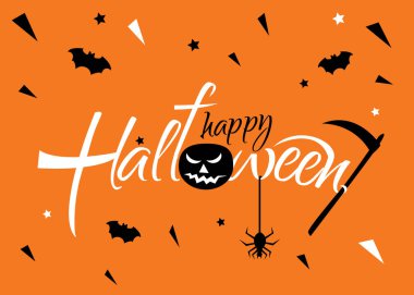 Parlak bir turuncu backg üzerinde bir Cadılar Bayramı partisi için yatay banner