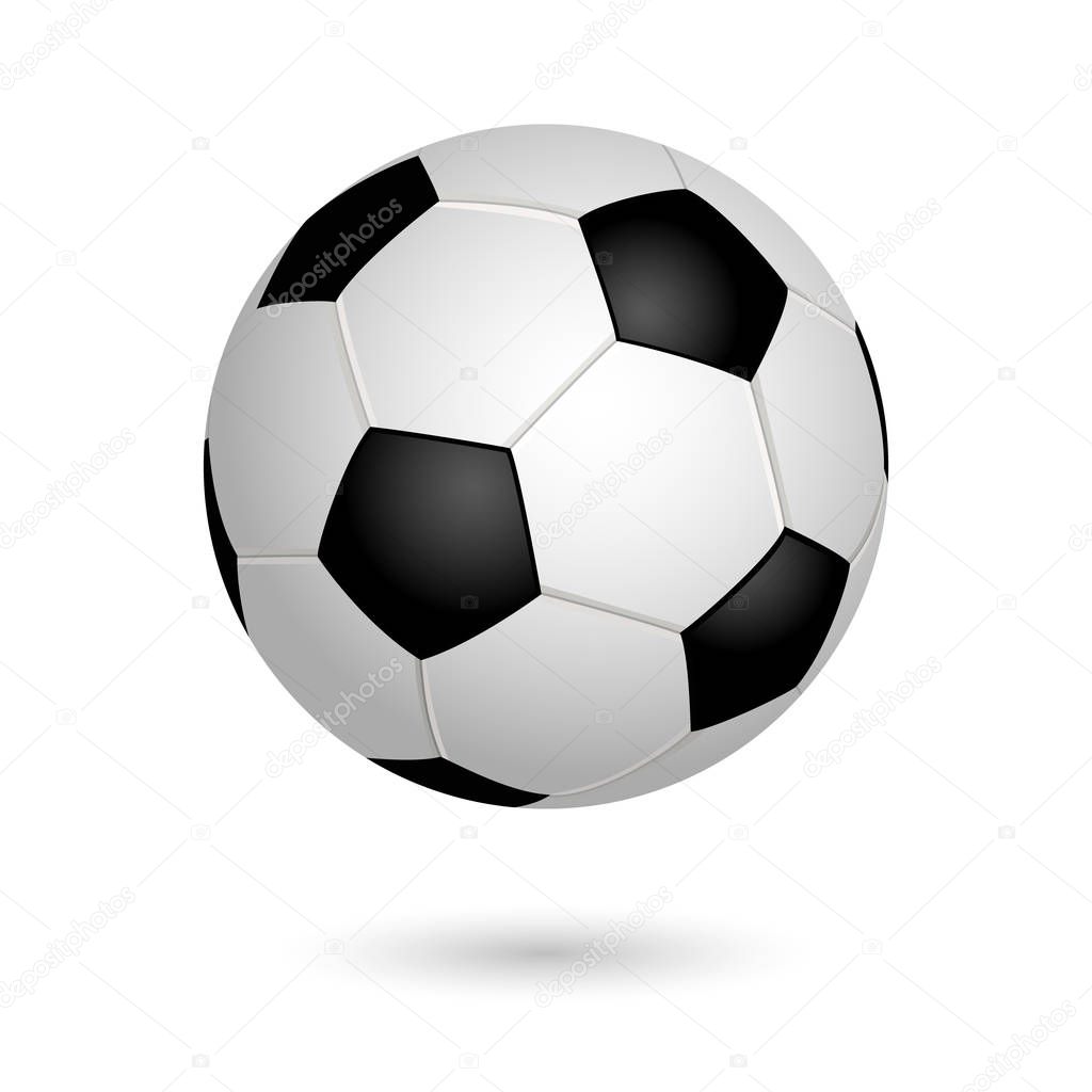 Soccer ball isolated on white background. Leather football ball 