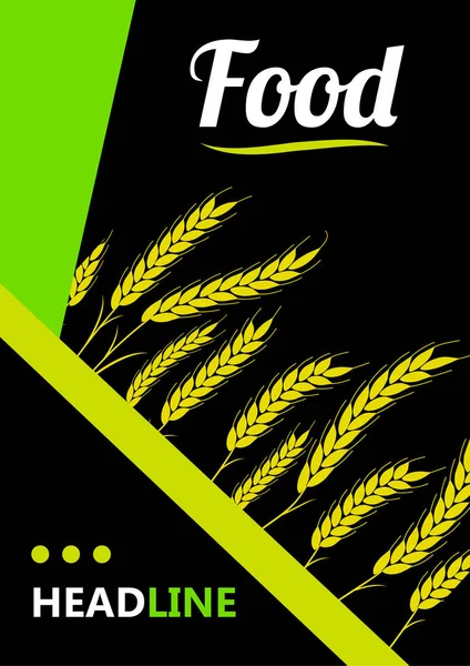 Copertina di design Gold Wheat Ears. Frumento biologico, agricoltura del pane . — Vettoriale Stock