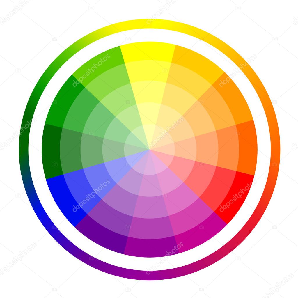 Vector illustration of color circle of twelve colors.