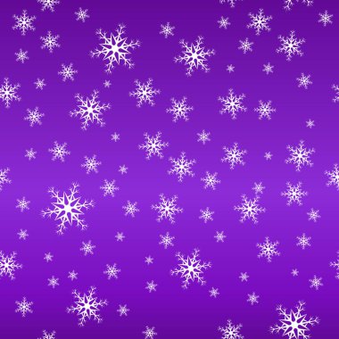 Kesintisiz kar desen. Basit vektör beyaz kar taneleri