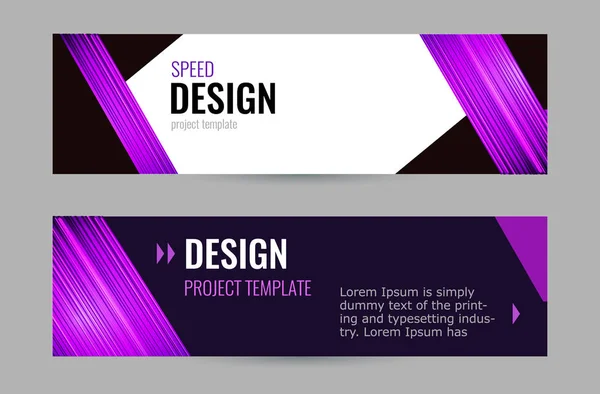 Bright banner with lines on dark background. Set horizontal bann