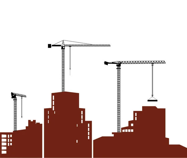 Vektor illustration, svarta silhuetter av byggnader och kranar jag — Stock vektor