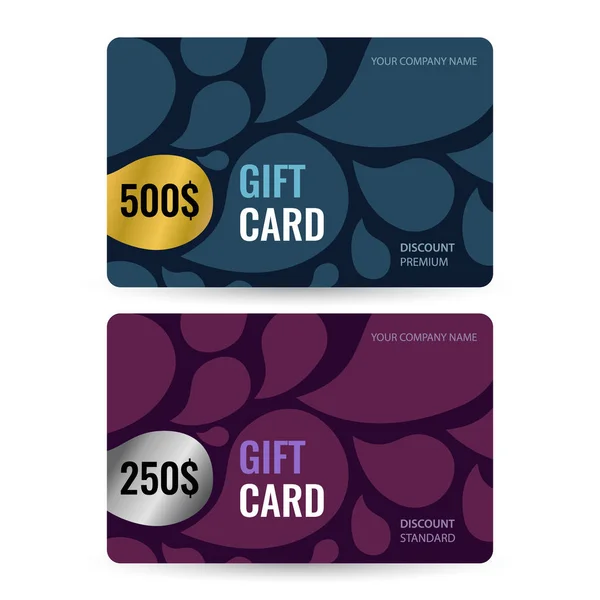 Set Premium et carte cadeau standard. Bon or et argent avec — Image vectorielle