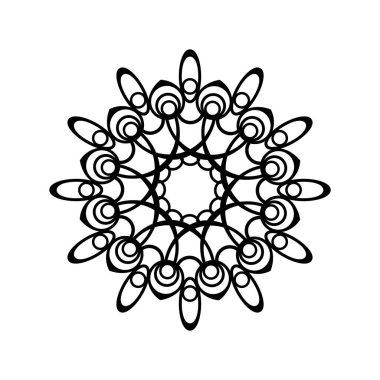 Oryantal daire desen. Lazer kesme mandala. Siyah çiçek desenli.