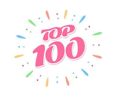 Üst 100 pembe sözcük içinde havai fişek. Renkli cilt inscrip