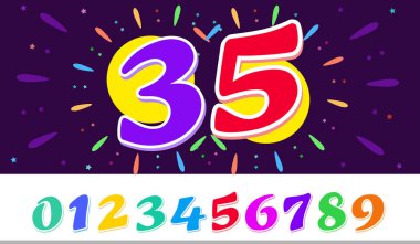 Yatay banner kutlu olsun parlak şablonuyla havai fişek 35 daire sayısı.