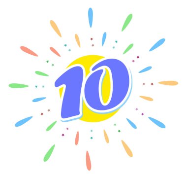 Havai fişek ortasında mavi 10. Biz on yıl. Ya da doğum gününü kutlamak için.