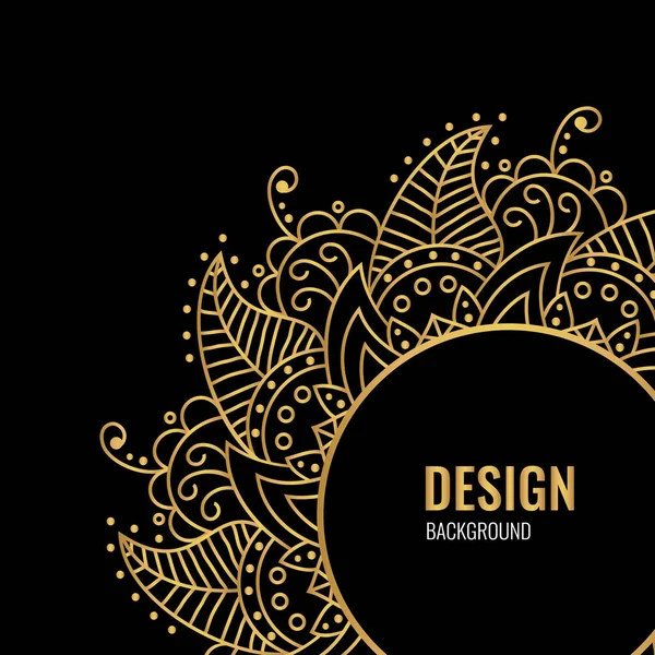 Couverture design avec mandala vectoriel doré sur fond noir . — Image vectorielle