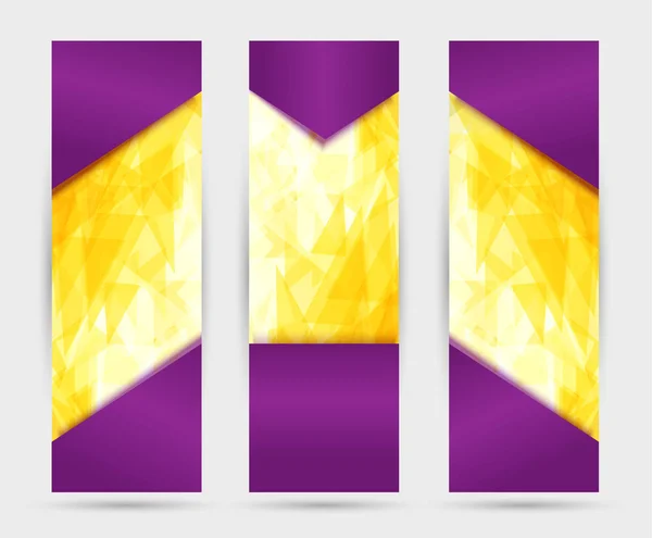 Фіолетовий і жовтий з яскравим тлом хаотично рухомих трикутників . — стоковий вектор