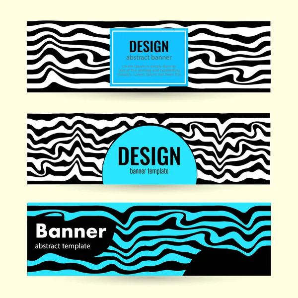 Ρυθμίστε τα οριζόντια χρώματα banner με φωτεινά κύματα σε μαύρο φόντο. — Διανυσματικό Αρχείο