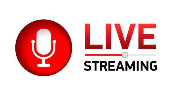 Live Stream-konceptet. Röd symbol med mikrofon knapp. — Stock vektor