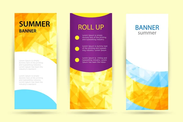 Conjunto Resumen geométrico Roll up. Banner web de verano vertical . — Vector de stock