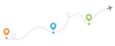 noktalı uçuş yolu ile uçaklar. noktalı iz ve uçuş yönü.