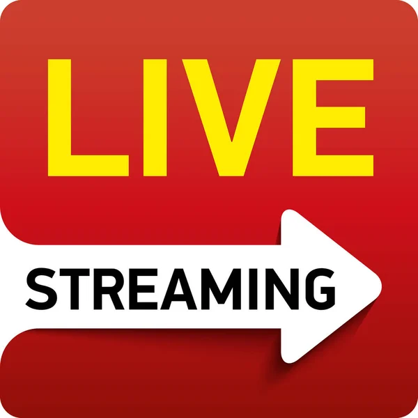 Knapp Live streaming-röd design emblem med play-knappen — Stock vektor