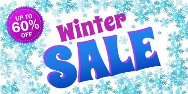 Açık mavi zemin üzerinde kar taneleriyle birlikte parlak yatay satış broşürü.