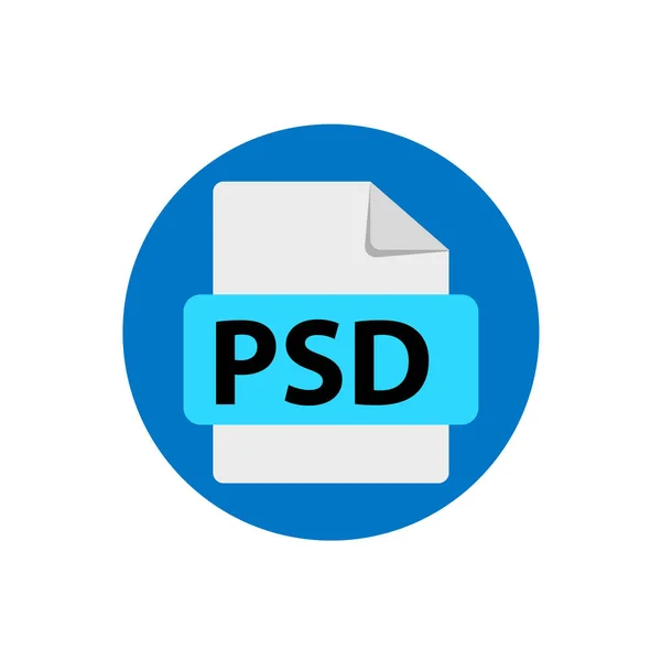 Vector icono azul PSD. Icono de extensiones de formato de archivo. — Vector de stock