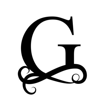 Siyah G harfi. Monogram ve Logo için büyük harf. Güzel mektup. Modern element logosu tasarla.