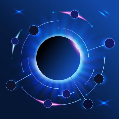 Koyu arka plan üzerinde soyut infographics yuvarlak çizgi.