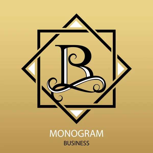 Vector logo letter B monogram on gold background. Design modern logotype for Business. For a beauty salon or law firm. — Stockový vektor