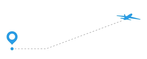 Blue airplanes with dotted flight path. dotted trail and fly direction. 