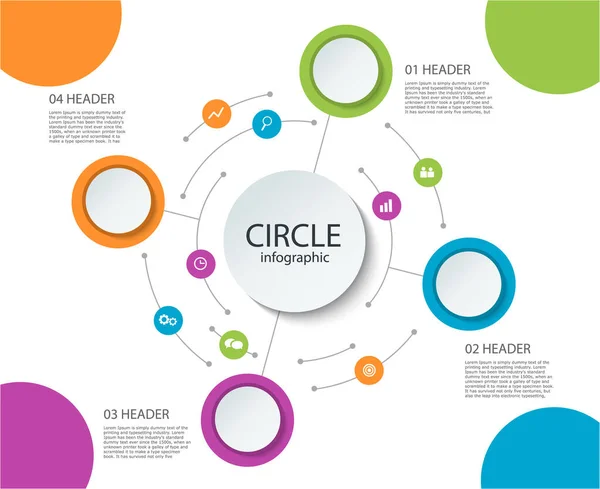Abstract round infographics 4 step. Color circle diagram — Stock Vector