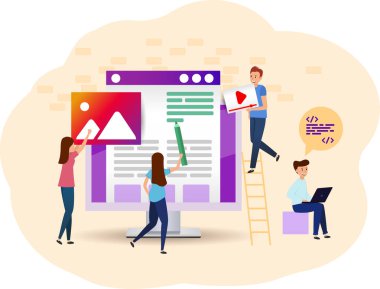 İllüstrasyon ekibi programcıları, tasarımcılar, video editörleri, metin yazarları yeni bir site inşa ediyor. 