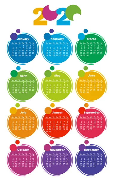 Bright modern vertical calendar template for 2020 years. — Stockvector