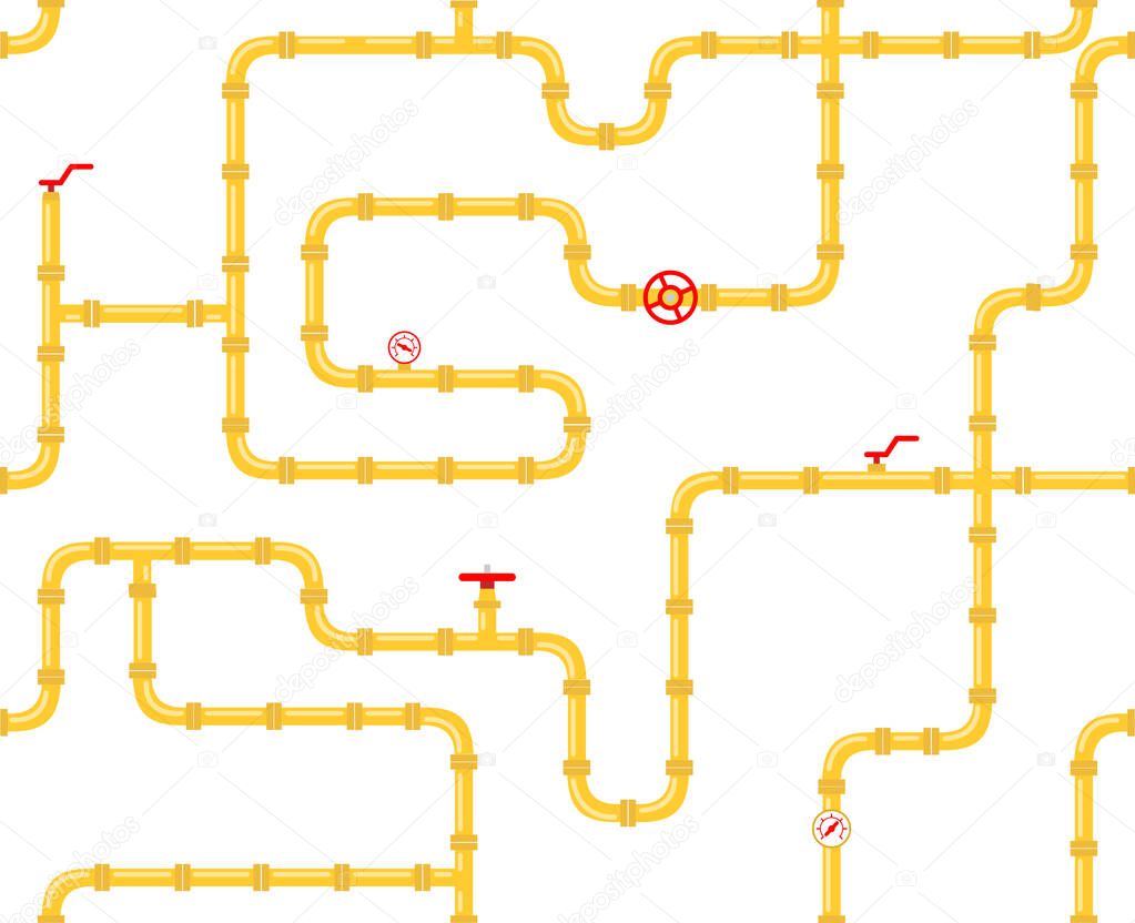 industrial seamless pattern. piping for water, gas, oil. 