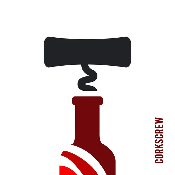 Podepište černou vývrtku a láhev červeného vína. Design moderních log — Stockový vektor