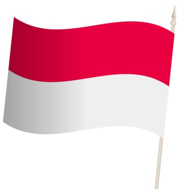 Bayrak direğinde vektör sallama bayrağı. Monako 'nun ulusal bayrağı.