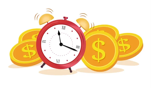 Konzept Zeit ist Geld. Geld verdienen, Einkommenswachstum, Unternehmen und Finanzen — Stockvektor
